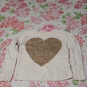 Crewcuts Heart Design Cream Sweater